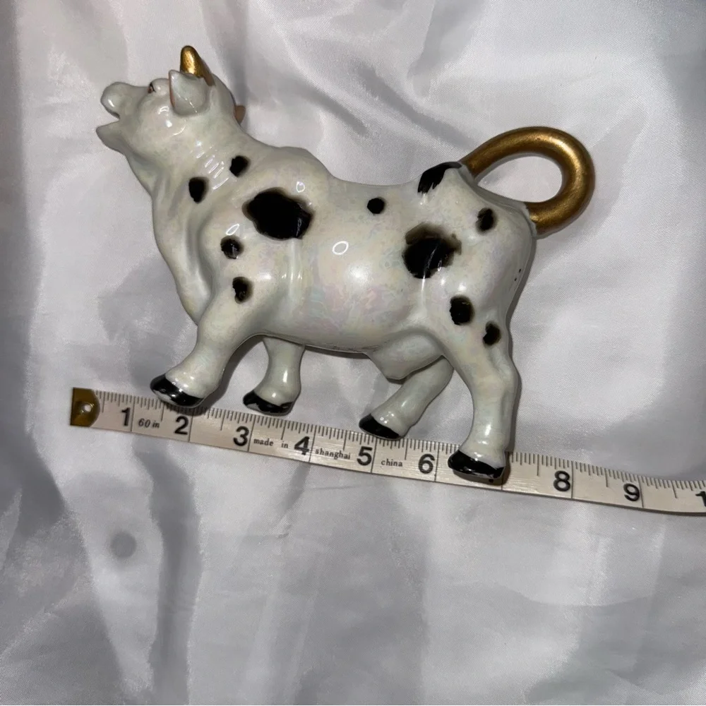 Rare Vintage Porcelain‎ Cow Creamer Hand Painted Gold Accents Cow Lovers Gift